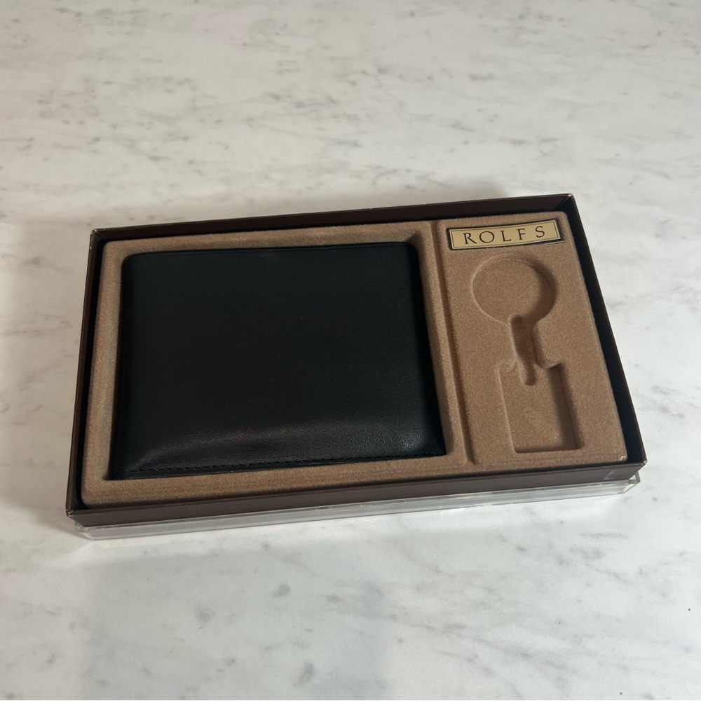 Rolfs Cowhide Black Bi Fold Wallet 1987 NIB